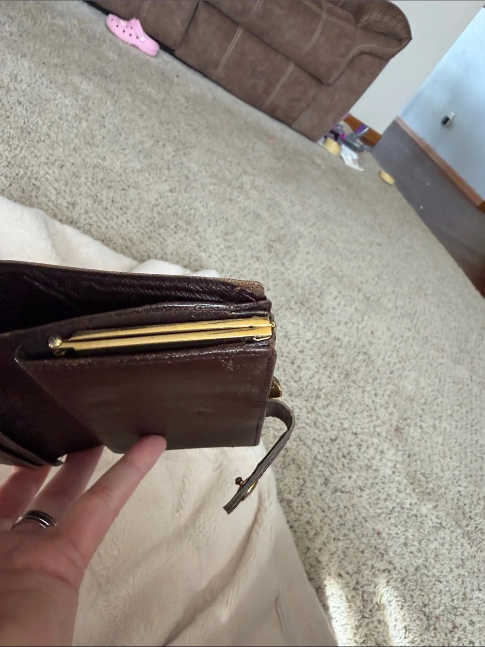 Brown Checkered Men's Cardholder Wallet
